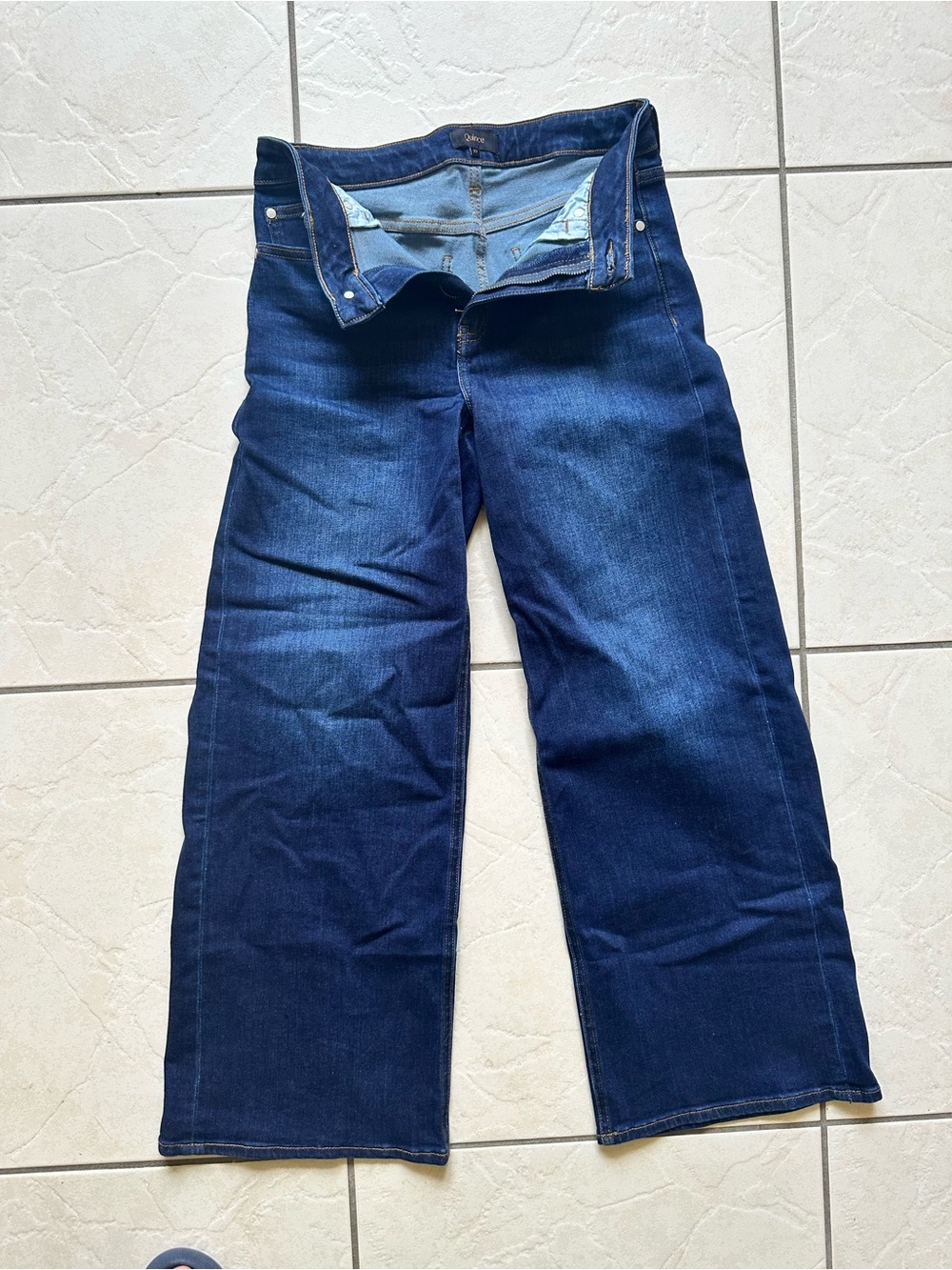 Quince Classic Dark Blue Wide Leg Jeans